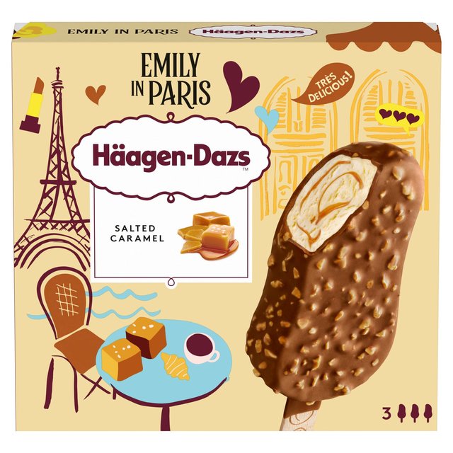 Haagen-Dazs Salted Caramel Ice Cream Bars   3 x 80ml GOODS M&S   