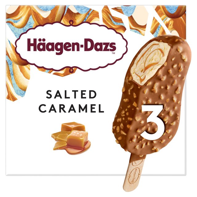 Haagen-Dazs Salted Caramel Ice Cream Bars   3 x 80ml GOODS M&S   