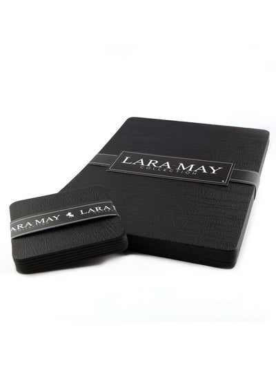 Lara-May Set aus 8 schwarzen Leder-Coaster und Platzdeckchen