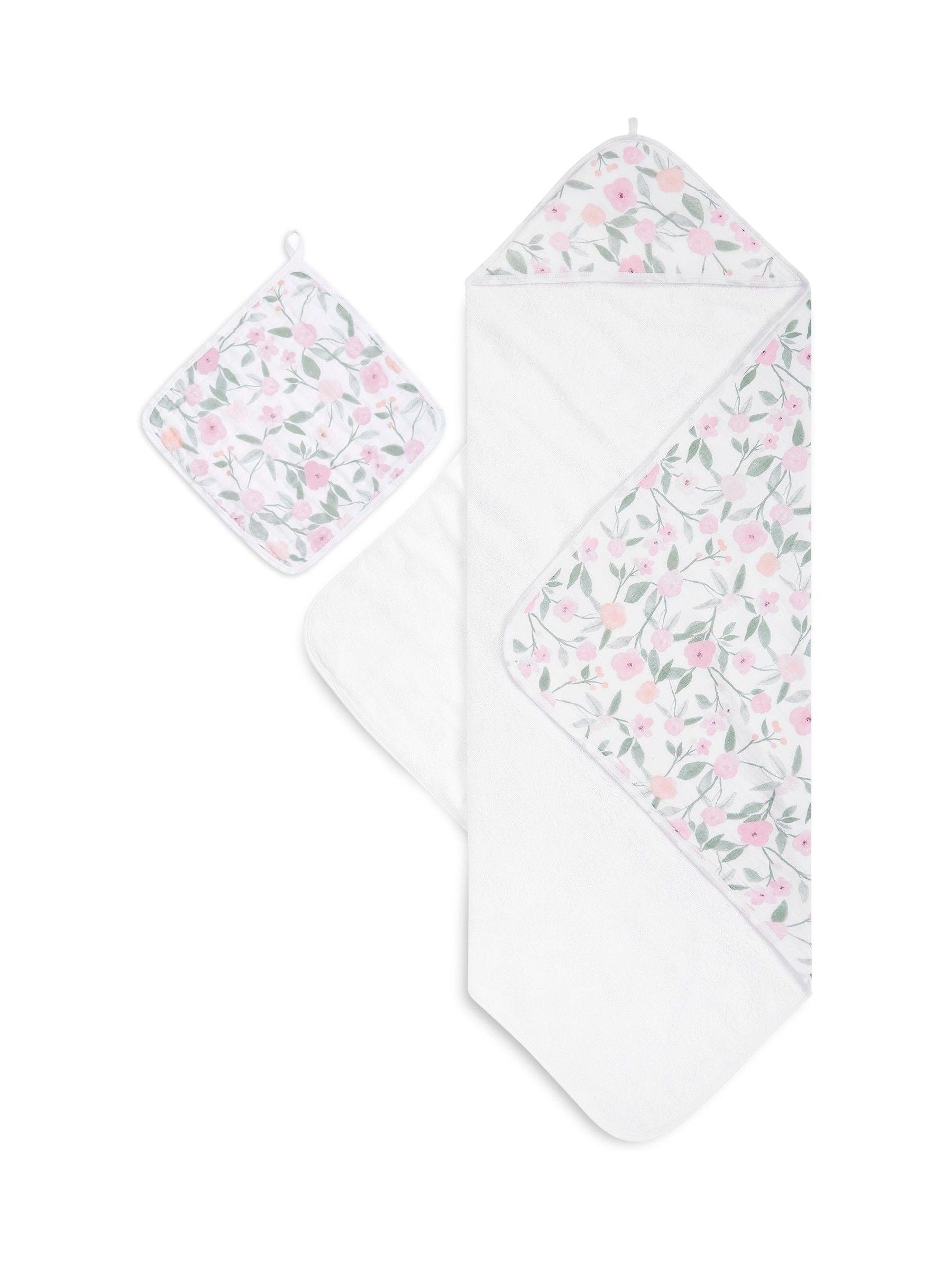 aden + anais pink muslin hooded towel set (British brand)