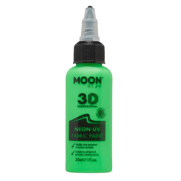 Moon Glow neon UV fabric paint intense green 30ml, imported from the UK