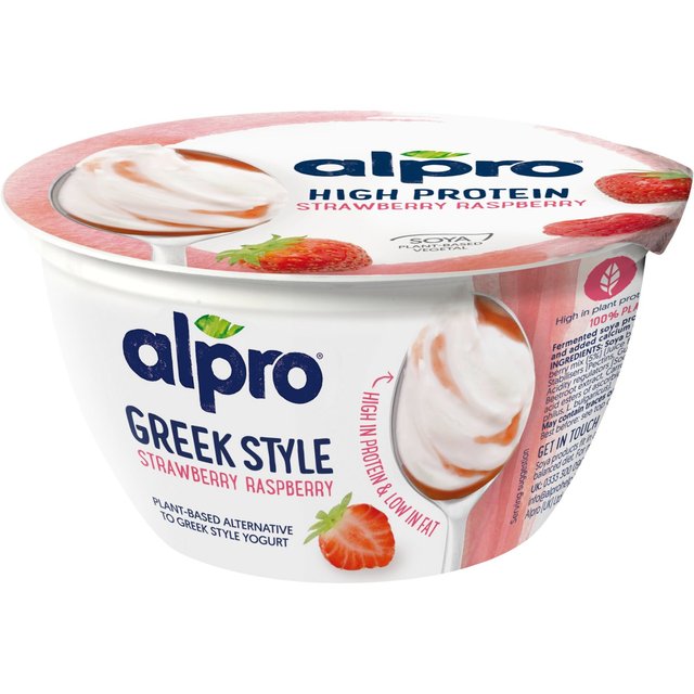 Alpro Greek Style Strawberry Raspberry Yoghurt Alternative   150g