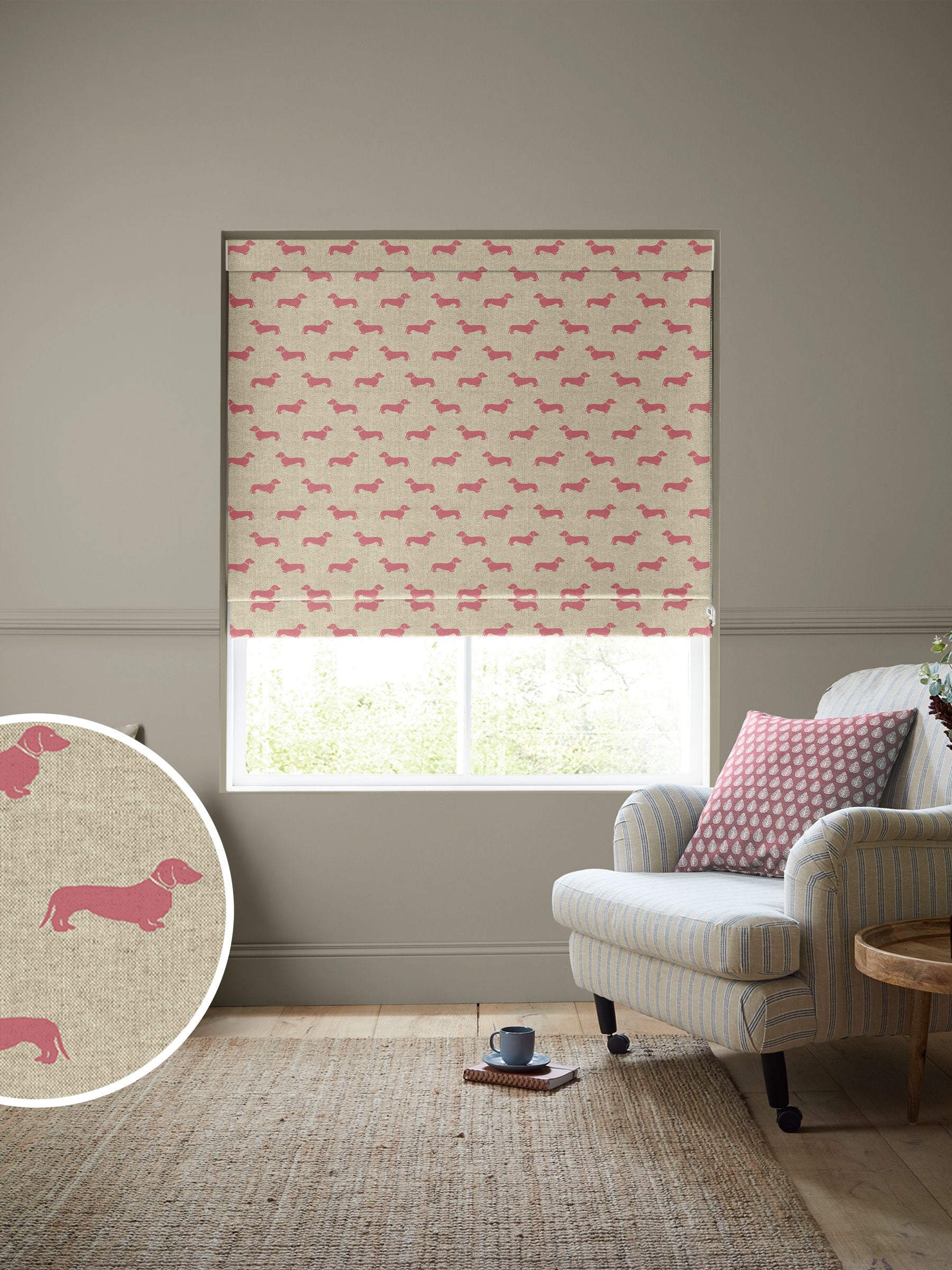 Emily Bond Raspberry Pink Peggy Roman blind (British brand)
