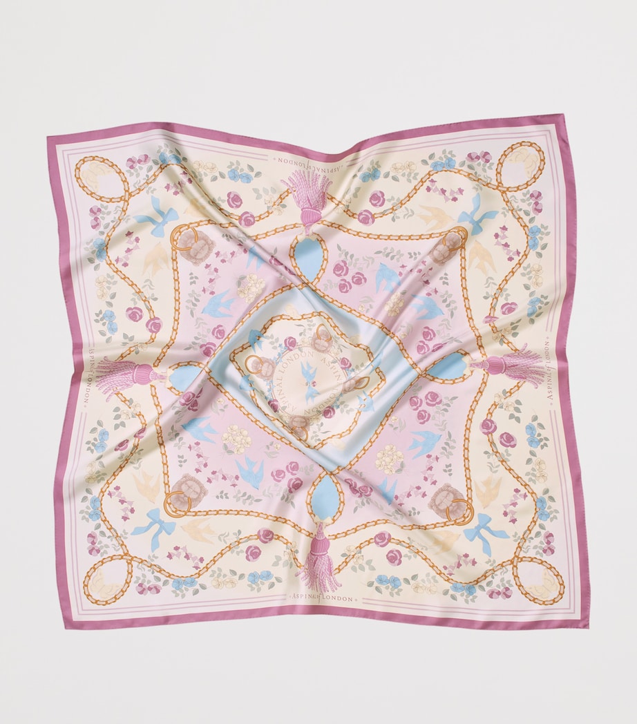 Aspinal of London silk Mayfair scarf 90x90cm, imported from the UK