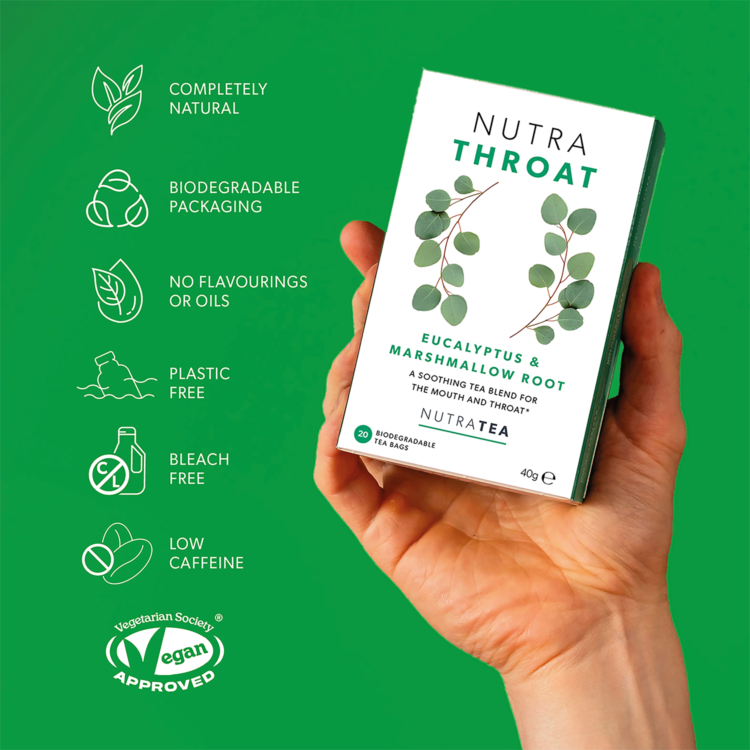 NutraThroat Herbal Tea 20 Tea Bags, imported from the UK