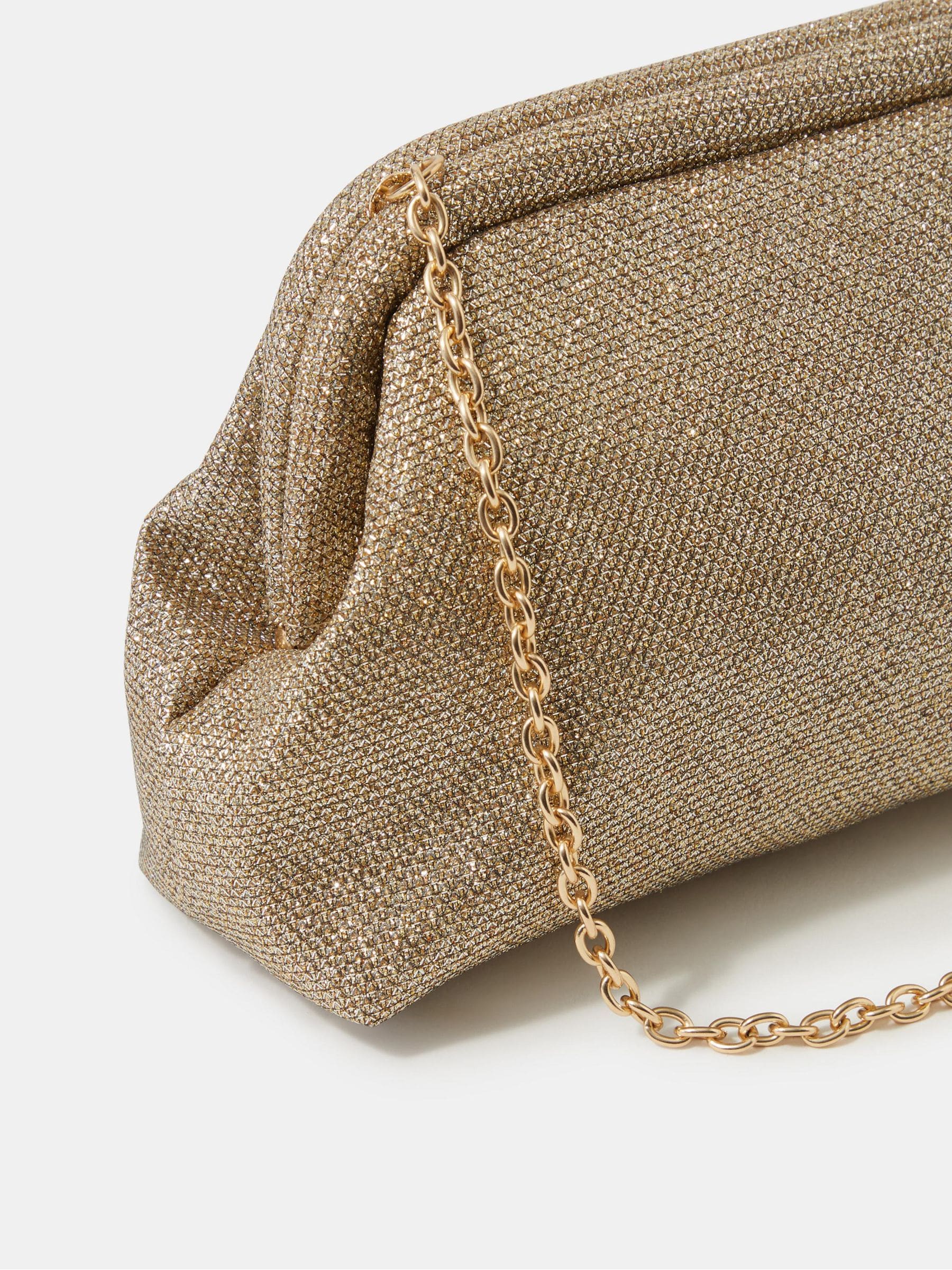 Accessorize gold sparkle cloud clutch bag, UK version