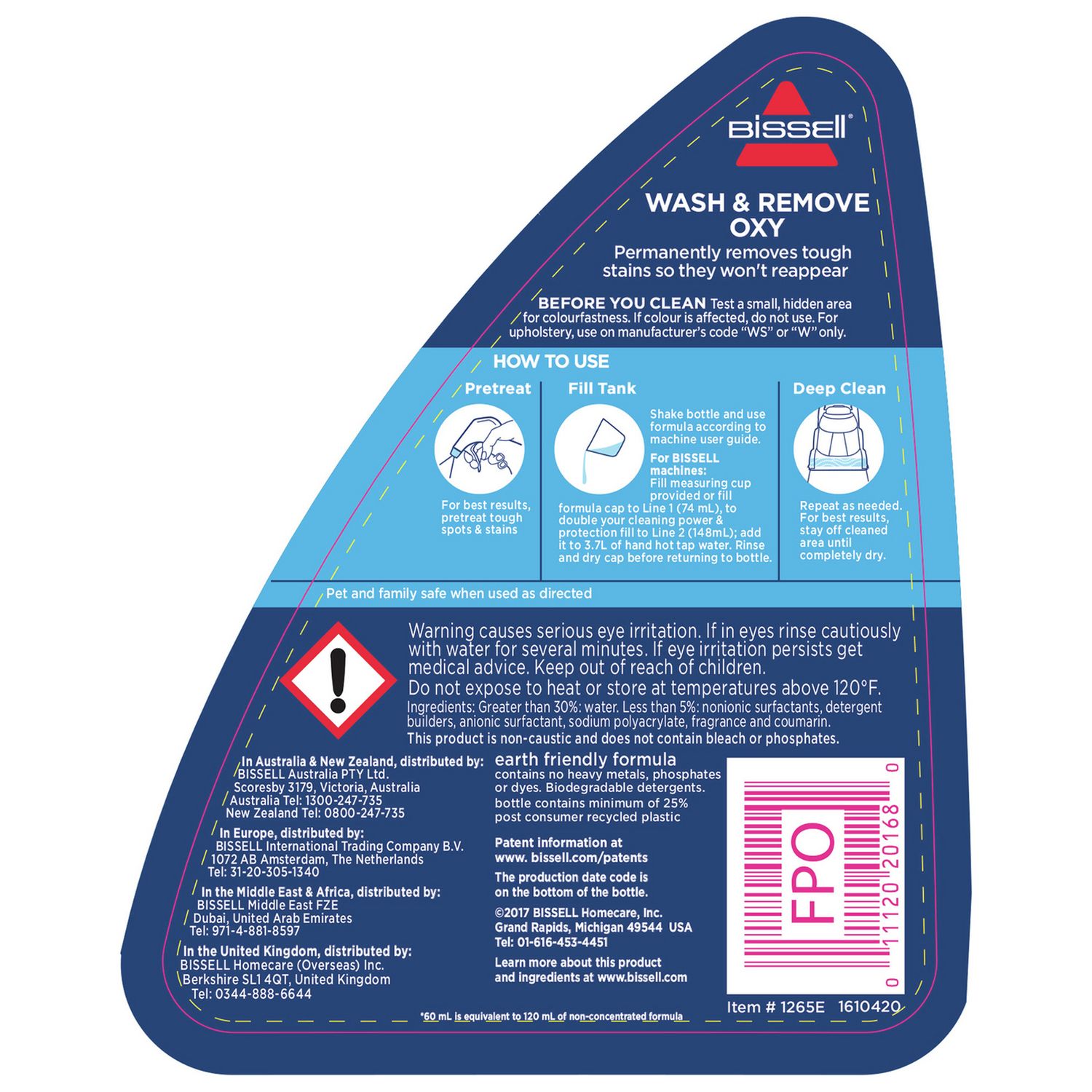 Bissell Wash and Remove Oxygen carpet cleaning solution 1.5L (British brand)