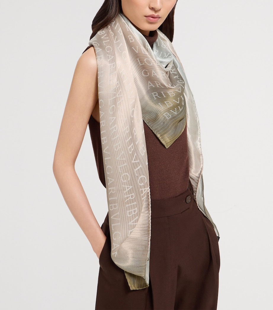 Bvlgari silk Logomania scarf 140cm x 140cm, imported from the UK