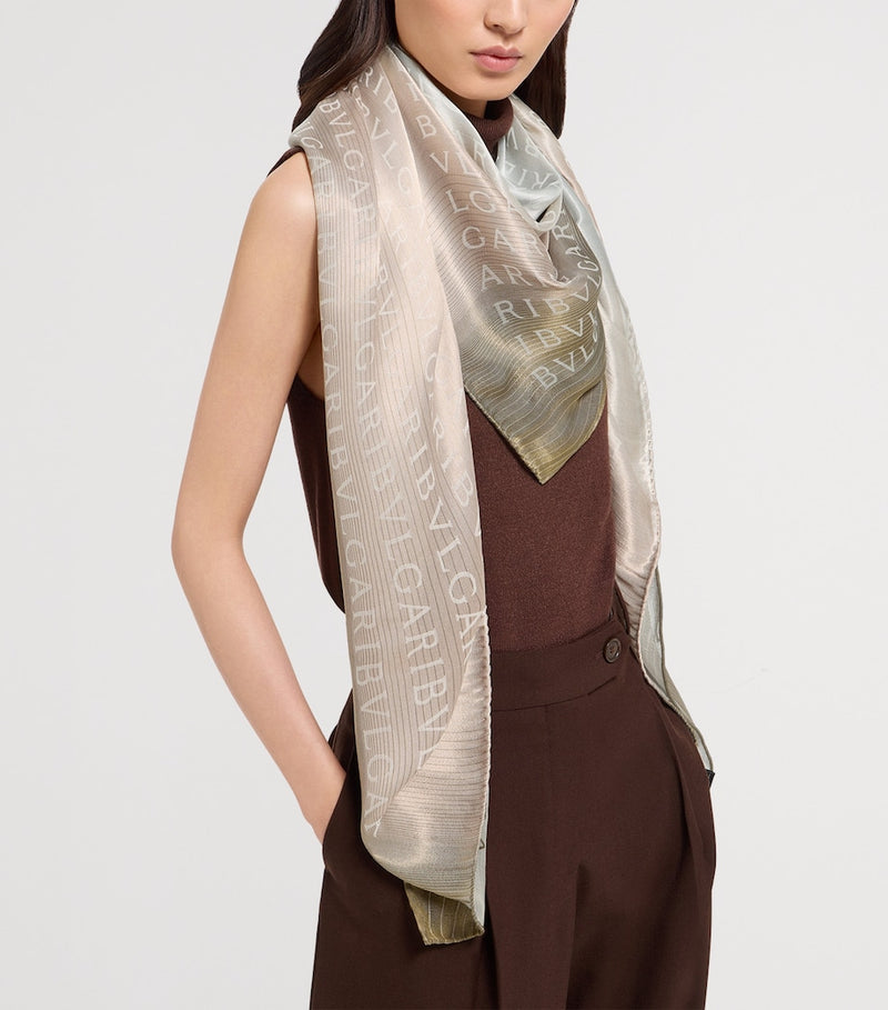 Bvlgari silk Logomania scarf 140cm x 140cm, imported from the UK