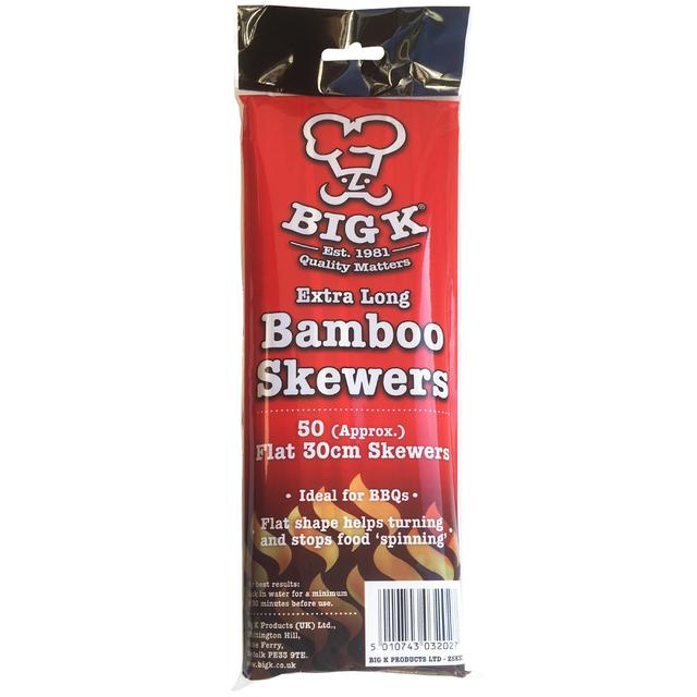 Big K Extra Long Flat Kebab Bamboo Skewers 30 cm   50 per pack GOODS M&S   