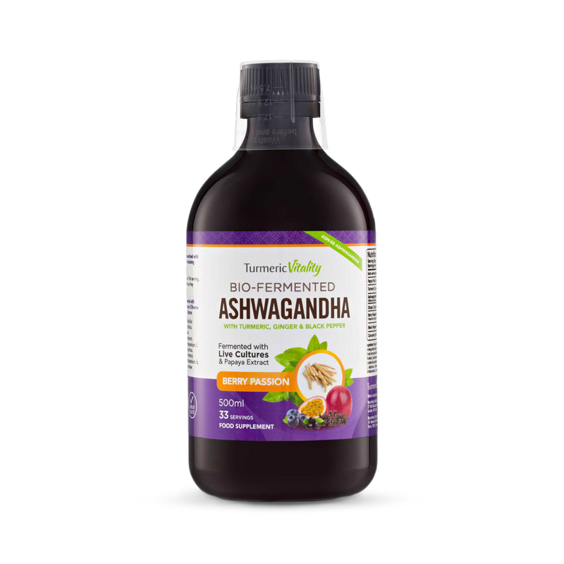 Turmeric Vitality bio-fermented Ashwagandha liquid 500ml, imported from the UK