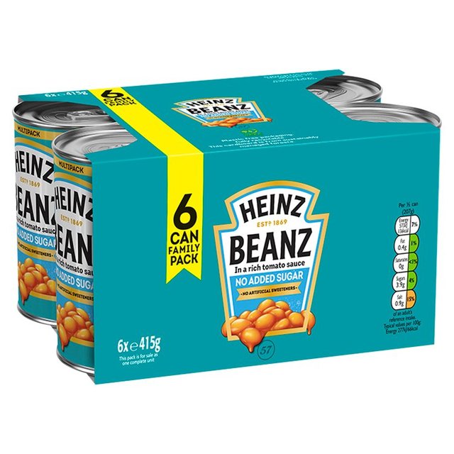 Heinz No Added Sugar Tinned Baked Beans   6 x 415g GOODS M&S   