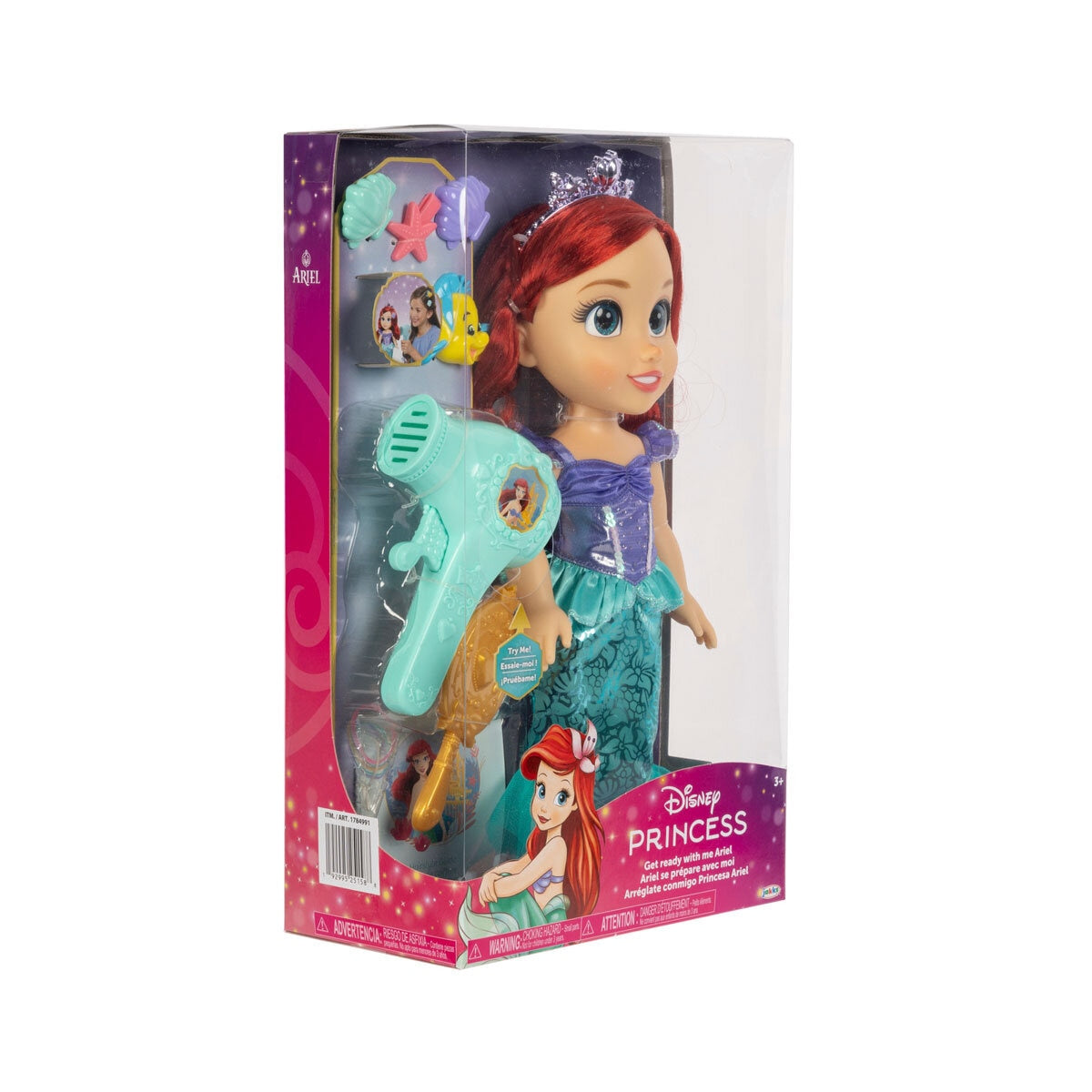 Disney Prinsesse Ariel dukke med hårpynt - Britisk produkt