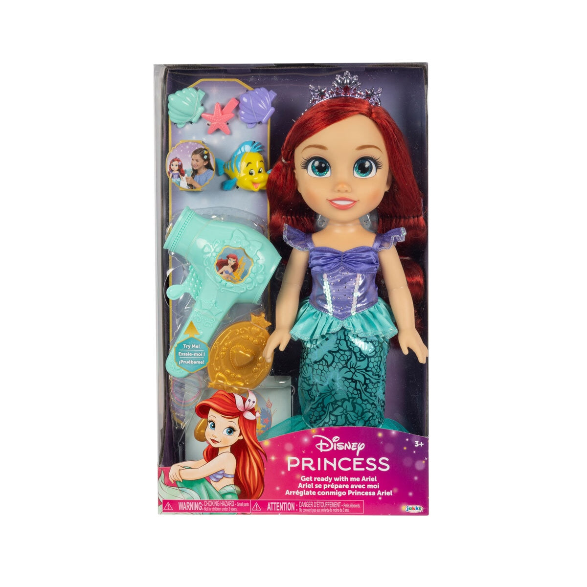 Disney Prinsesse Ariel dukke med hårpynt - Britisk produkt