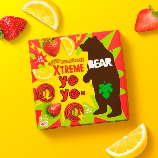 Bear Yoyos Super Sour Strawberry & Apple Multipack   5 x 20g