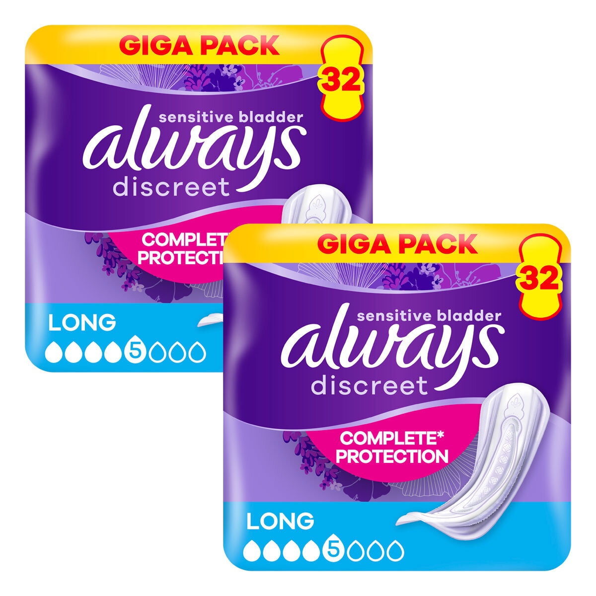 Always Discreet Long Pads incontinence pads 64 pack, UK version