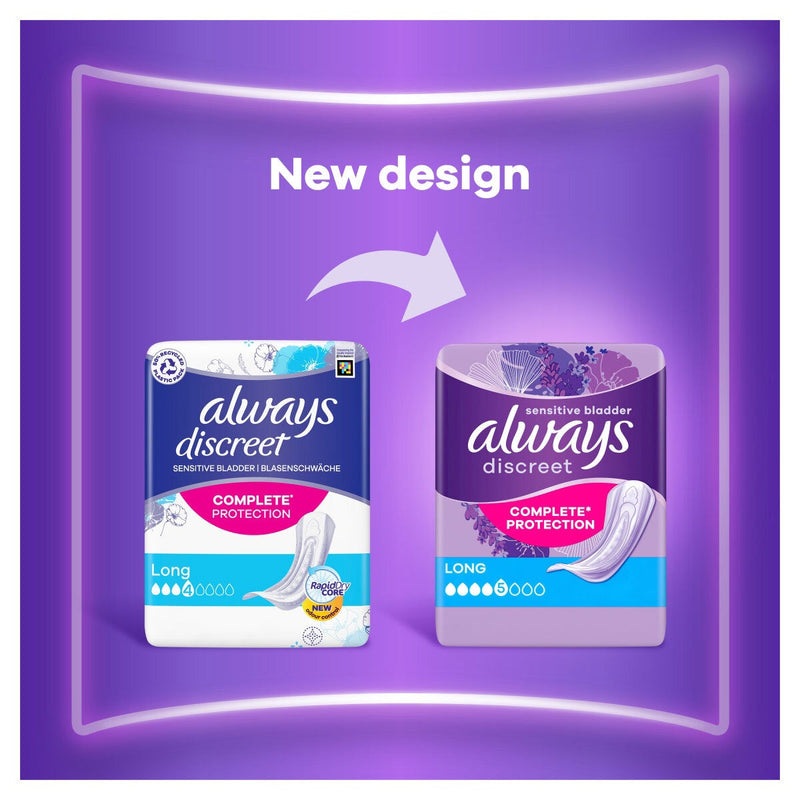 Always Discreet Long Pads incontinence pads 64 pack, UK version