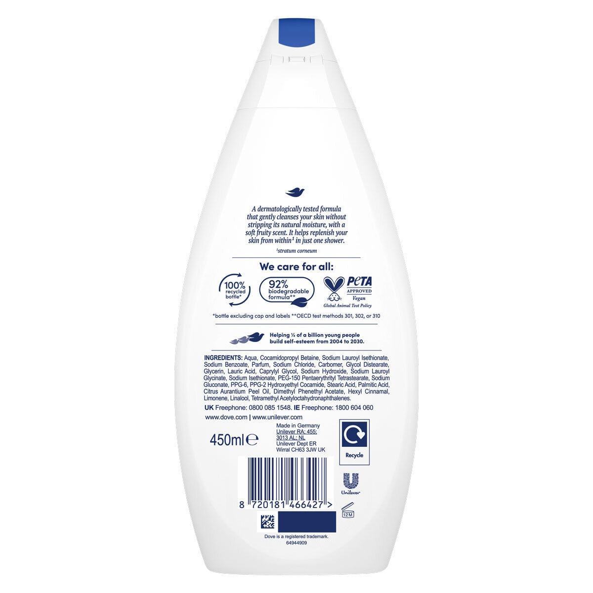 Dove body wash aloe and birch water 6 x 450ml - British product