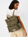 Accessorize green canvas multi-pocket backpack, imported from the UK