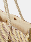 Accessorize Gold Stripe Woven Beach Bag - British product