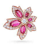 David Morris rose gold diamond rubellite palm ring - British product