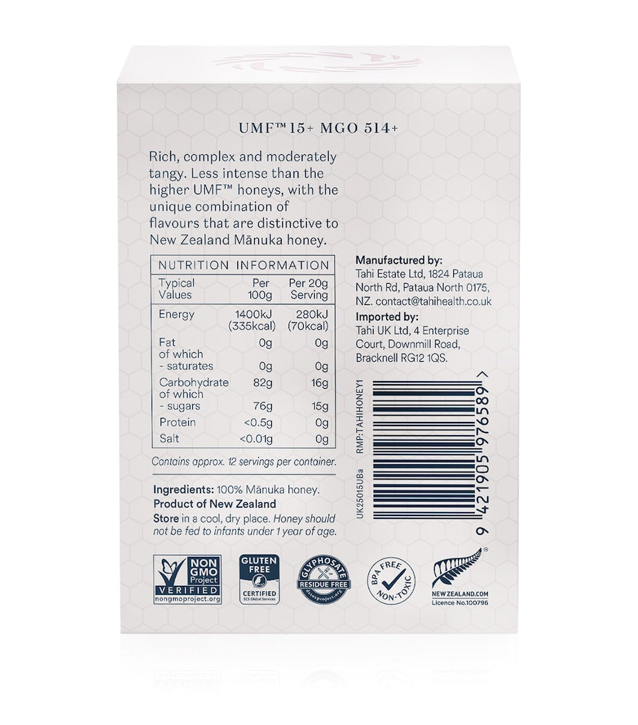 Tahi Manuka Honey UMF 15+ MGO 514+ 250g, imported from the UK
