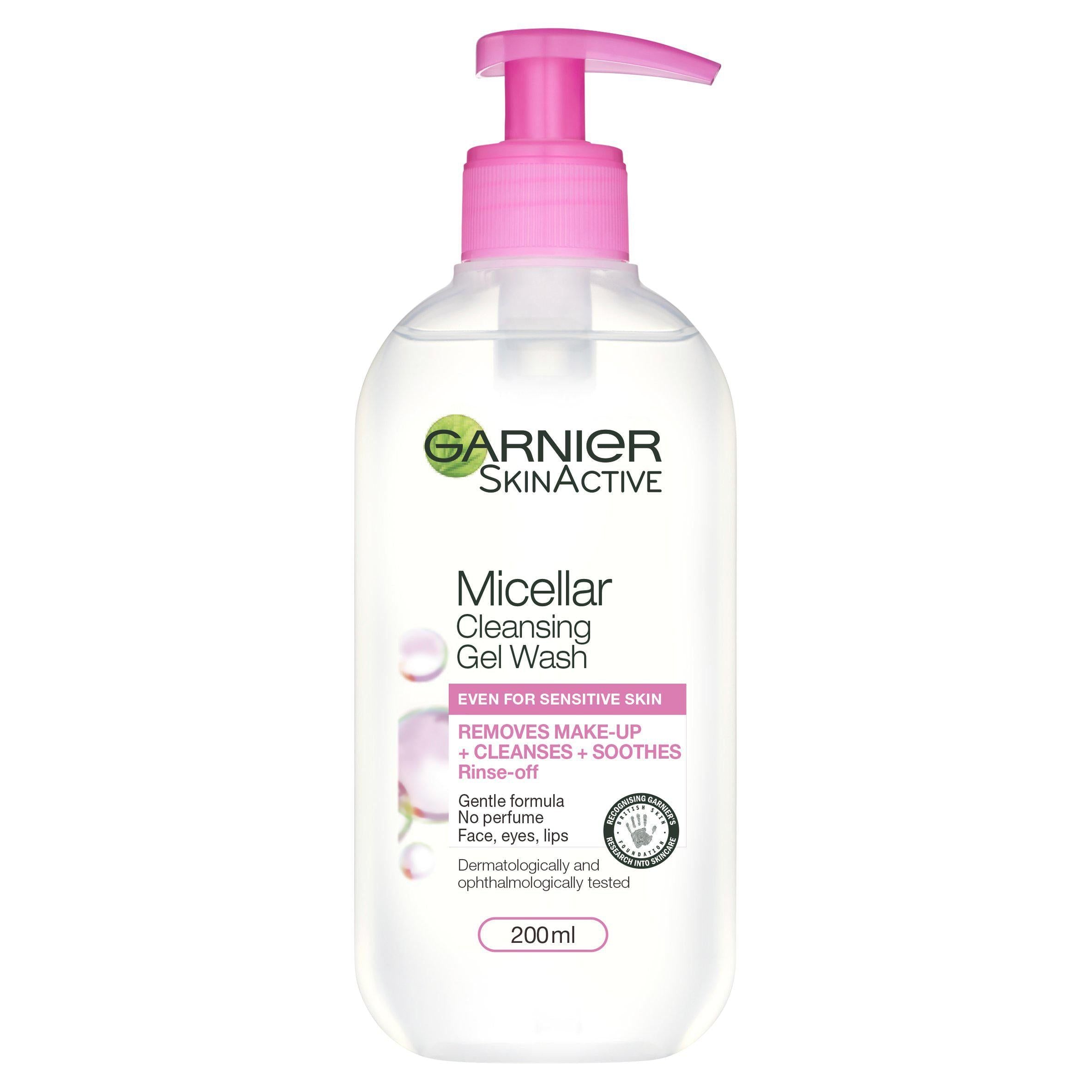 Garnier Micellar Gel Face Wash Cleanser Makeup Remover For Sensitive Skin 200ml GOODS Sainsburys   