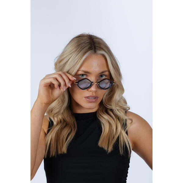 SVNX diamond shape sunglasses in black blue, imported from the UK