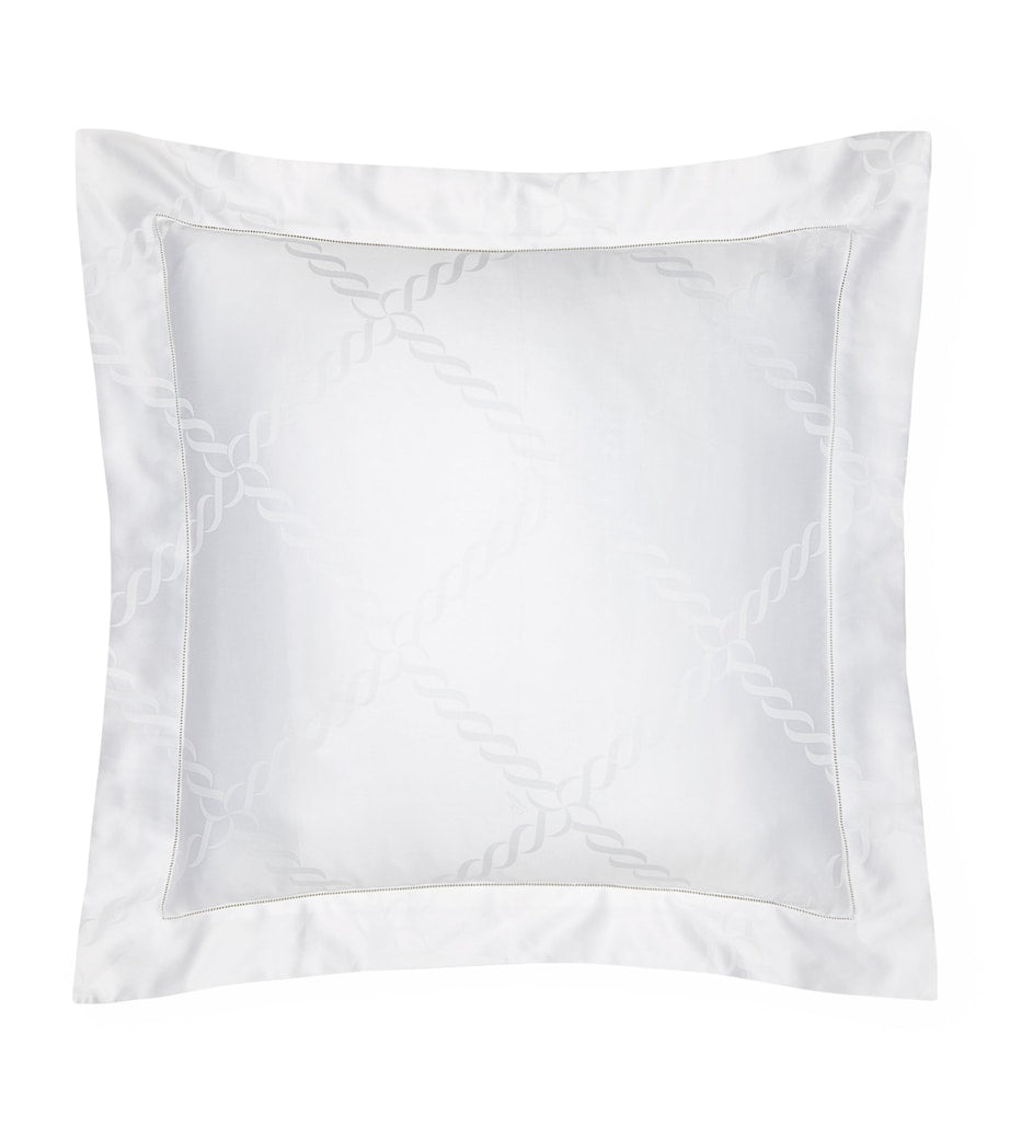Pratesi square pillowcase with braid design 65cm x 65cm, imported from the UK