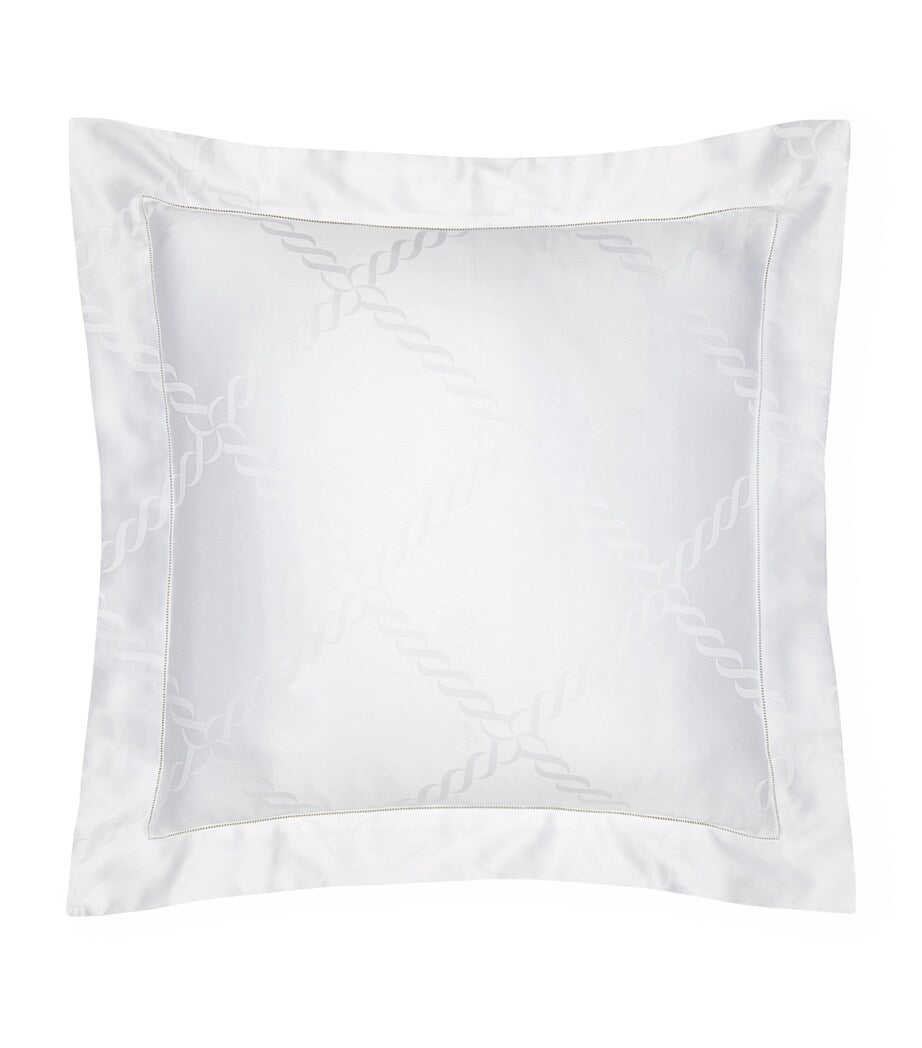 Pratesi square pillowcase with braid design 65cm x 65cm, imported from the UK