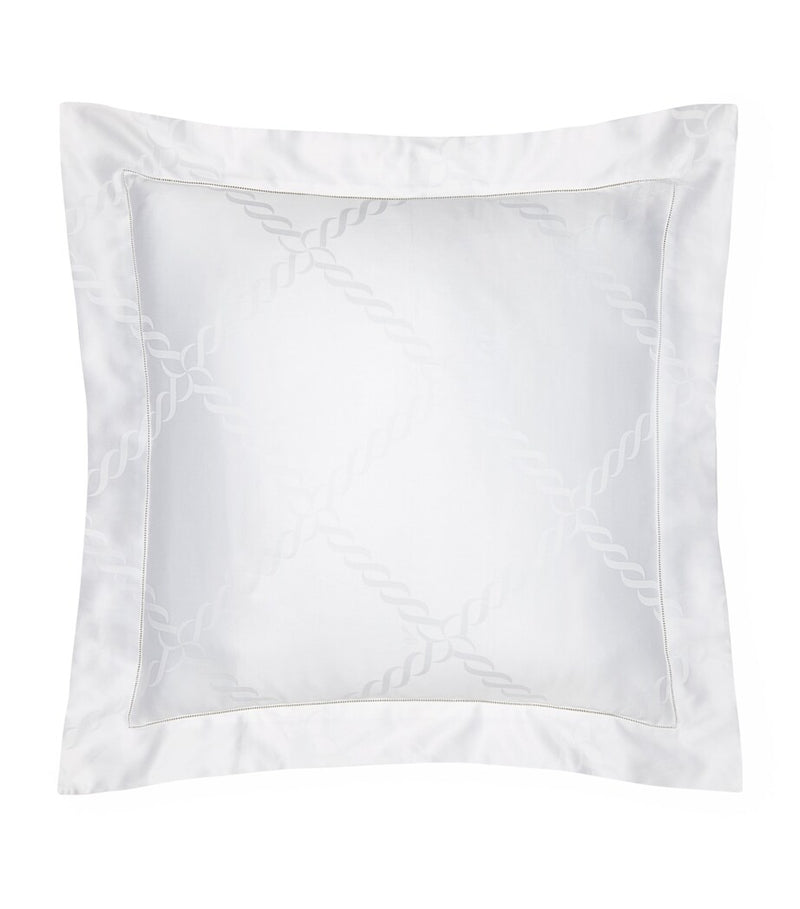 Pratesi square pillowcase with braid design 65cm x 65cm, imported from the UK