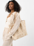 Accessorize natural embroidered metallic shopper bag (British brand)