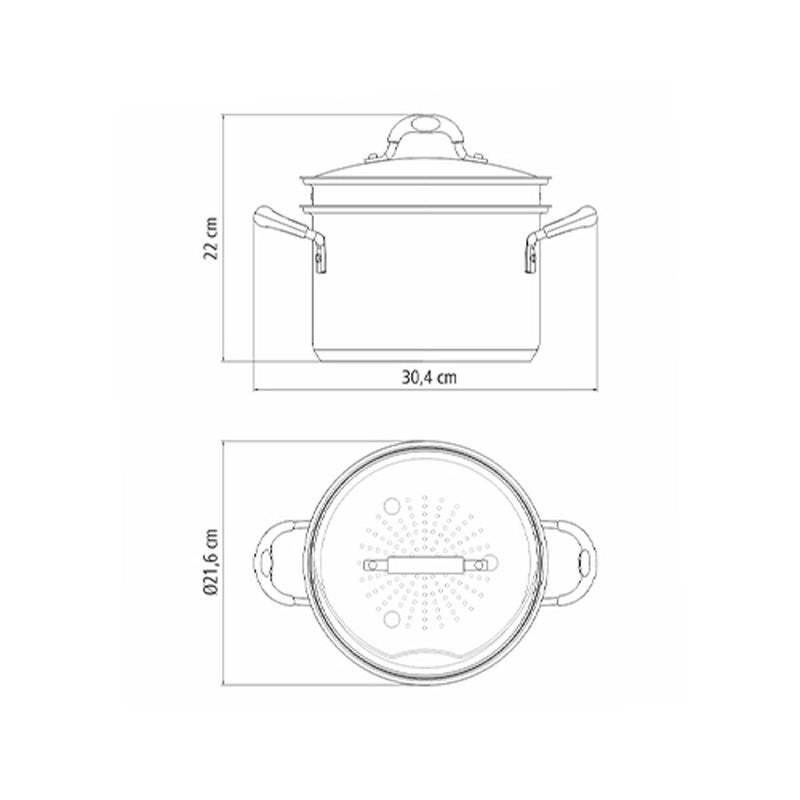 Tramontina 20cm steamer set stainless steel, UK version