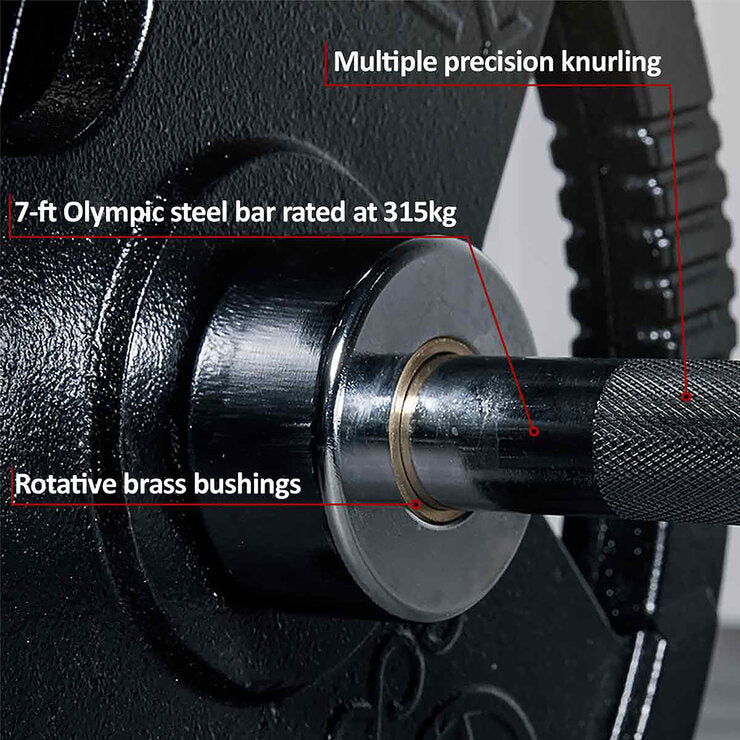 Marcy Eco 60kg Olympic weight set with 7ft barbell, British brand