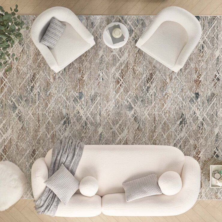 Nourison Glitz grey abstract area rug 239x300 cm, UK version