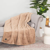 Berkshire Luxe faux fur heated throw taupe 127x152 cm, UK version