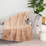 Berkshire Luxe faux fur heated throw taupe 127x152 cm, UK version