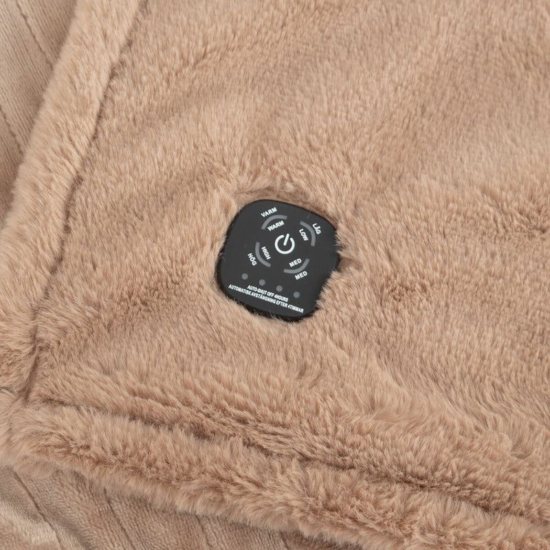 Berkshire Luxe faux fur heated throw taupe 127x152 cm, UK version