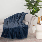 Berkshire faux fur heated throw navy 127x152 cm, imported from the UK