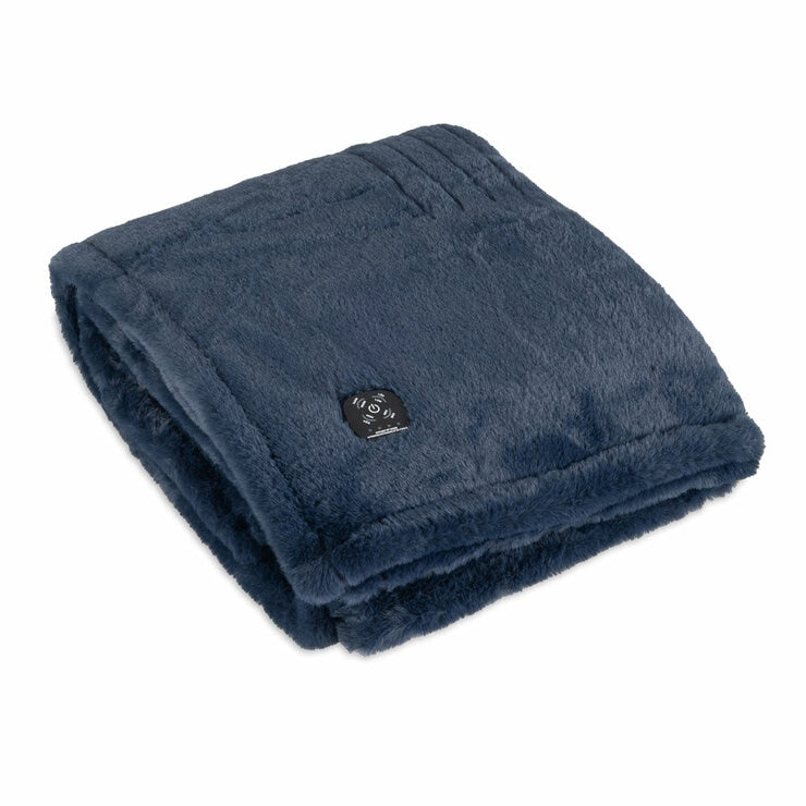 Berkshire faux fur heated throw navy 127x152 cm, imported from the UK