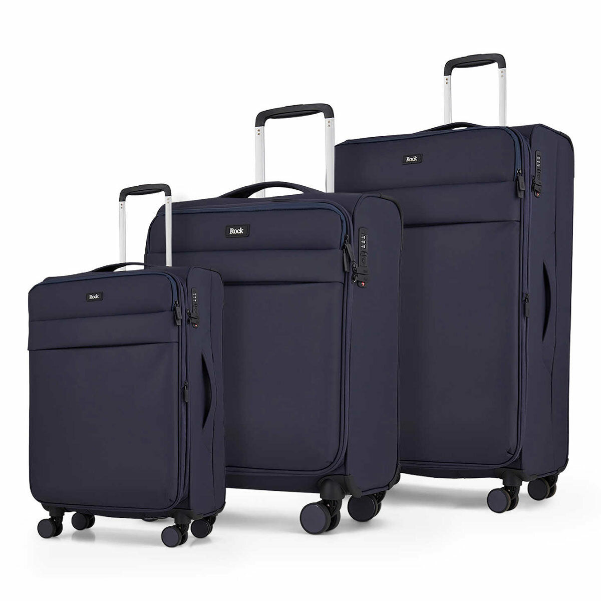 Rock 3 piece softside luggage set in navy (British brand)
