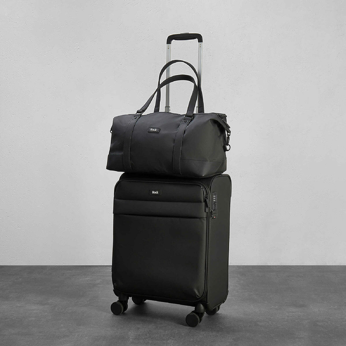 Rock Harper 2 piece luggage set black softside - British product