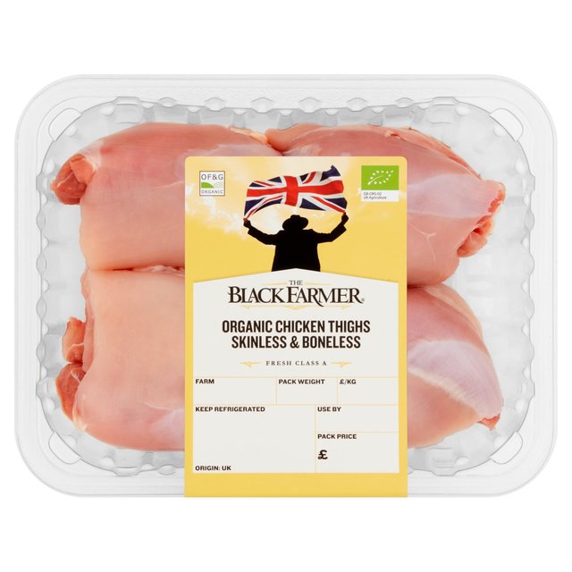 The Black Farmer Organic Chicken Thighs Skinless & Boneless   Typically: 360g GOODS M&S   