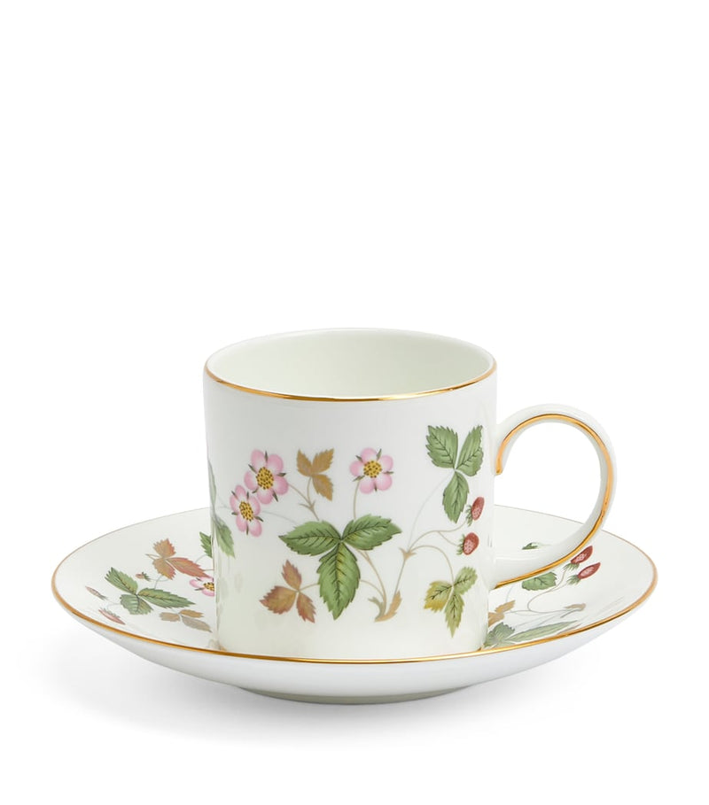 Wedgwood Wild Strawberry coffee cup and saucer (British brand)