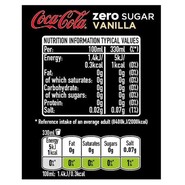 Coca-Cola Zero Sugar Vanilla   8 x 330ml GOODS M&S   