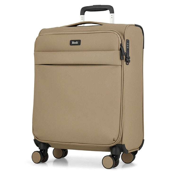 Rock luggage set 2 piece softside cabin and holdall beige - British product