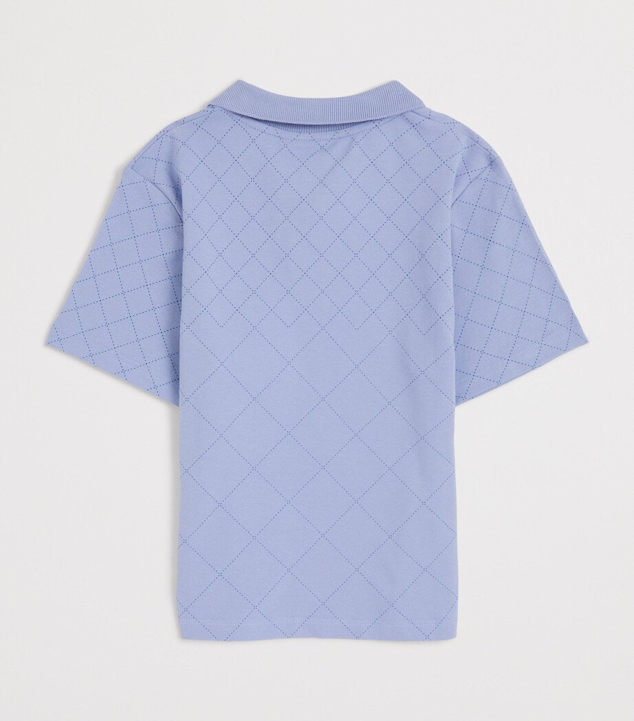 BOSS kids' stretch-cotton grid polo shirt for ages 4-16 years - British product