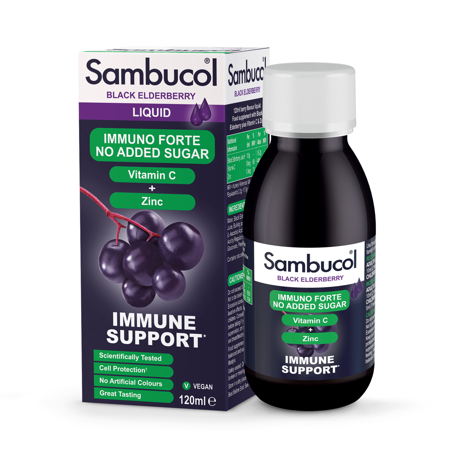 Sambucol Immuno Forte black elderberry formula 120ml, imported from the UK