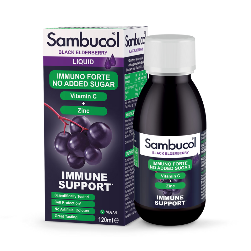 Sambucol Immuno Forte black elderberry formula 120ml, imported from the UK