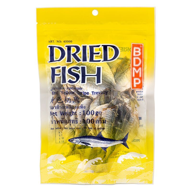BDMP Dried Yellow Stripe Trevally fish, UK version